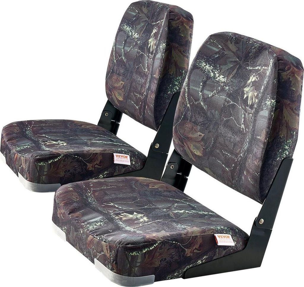 Bootsitz mit niedriger Rückenlehne, klappbarer Bootsitz, Schaumstoffpolster, Camouflage, 2 Stück