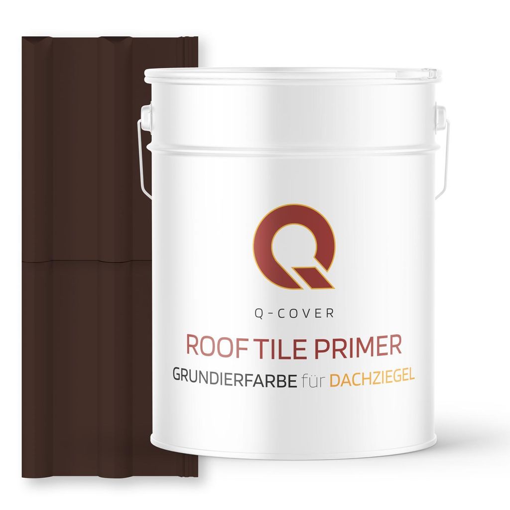 Grundierfarbe für Dachziegel Schokoladenbraun RAL 8017 10 L | wetterfeste Dachbeschichtung | für Ziegel, Beton, Eternit | UV-beständig | Q-COVER