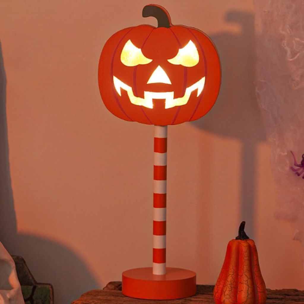 Halloween-Lampe, Kürbis-Fledermaus-Geist, Halloween-Dekoration, für Zuhause, Schlafzimmer, Zimmer, Desktop-Dekoration (D)