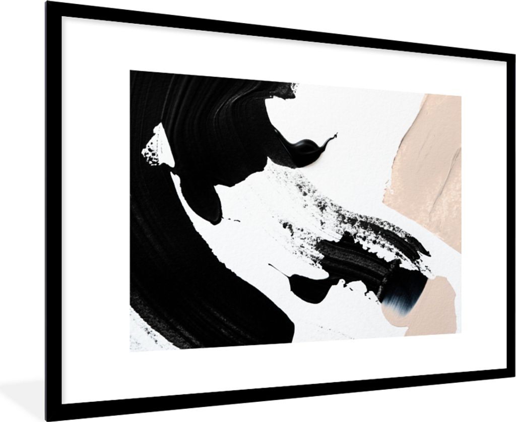 MuchoWow Gerahmtes Poster Farbe - Design - Abstrakt 90x60 cm - Poster mit Schwarzem Bilderrahmen Wandposter Rahmen Foto Bilder - Wanddekoration -...