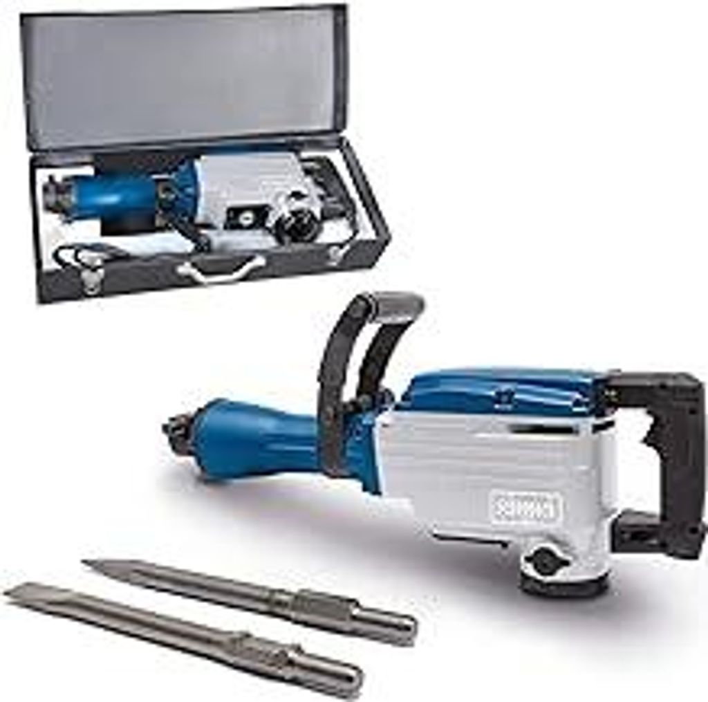 Scheppach AB1700 Abbruchhammer 50J Schlagkraft | 1700W Leistung | 2000 Schläge/min | 390mm Spitz- und Flachmeißel inkl. Metall-Transportkoffer