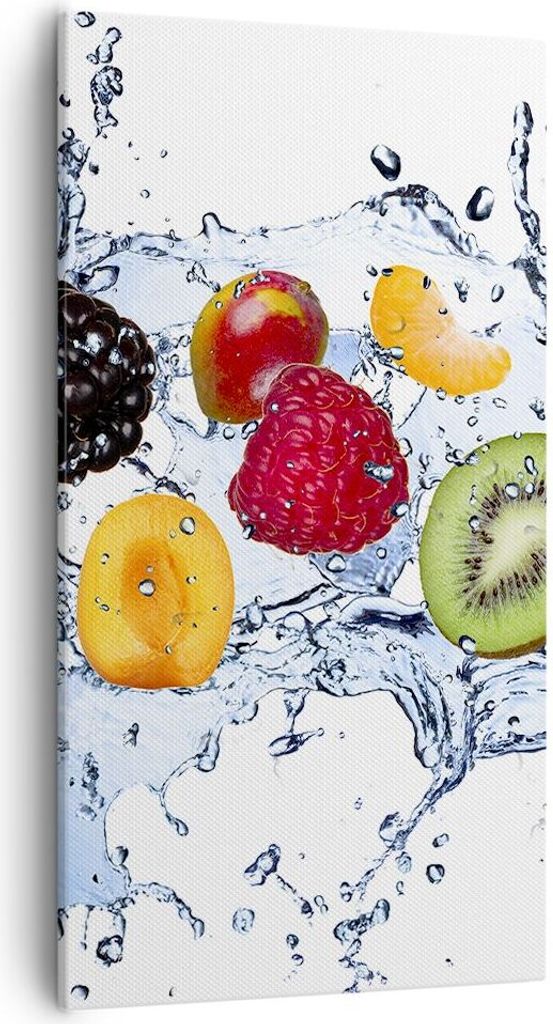 Bild auf Leinwand - Leinwandbild - Wasser Früchte frisch Essen - 55x100cm - Wand Bild - Wanddeko - Leinwanddruck - Bilder - Kunstdruck - Wanddekor...