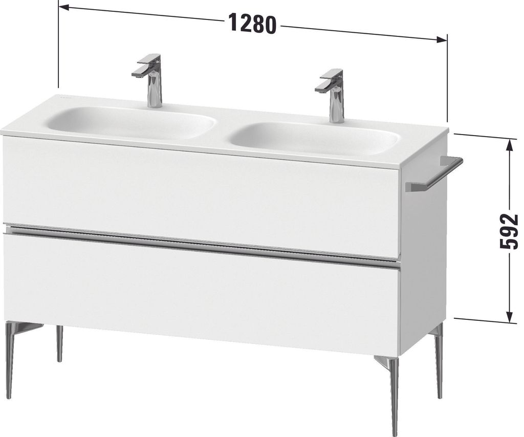 Duravit Sivida Waschtischunterbau, 2 Schubkästen, Griffleiste chrom, 1280x477x592mm, zu Sivida, SV4654010180000