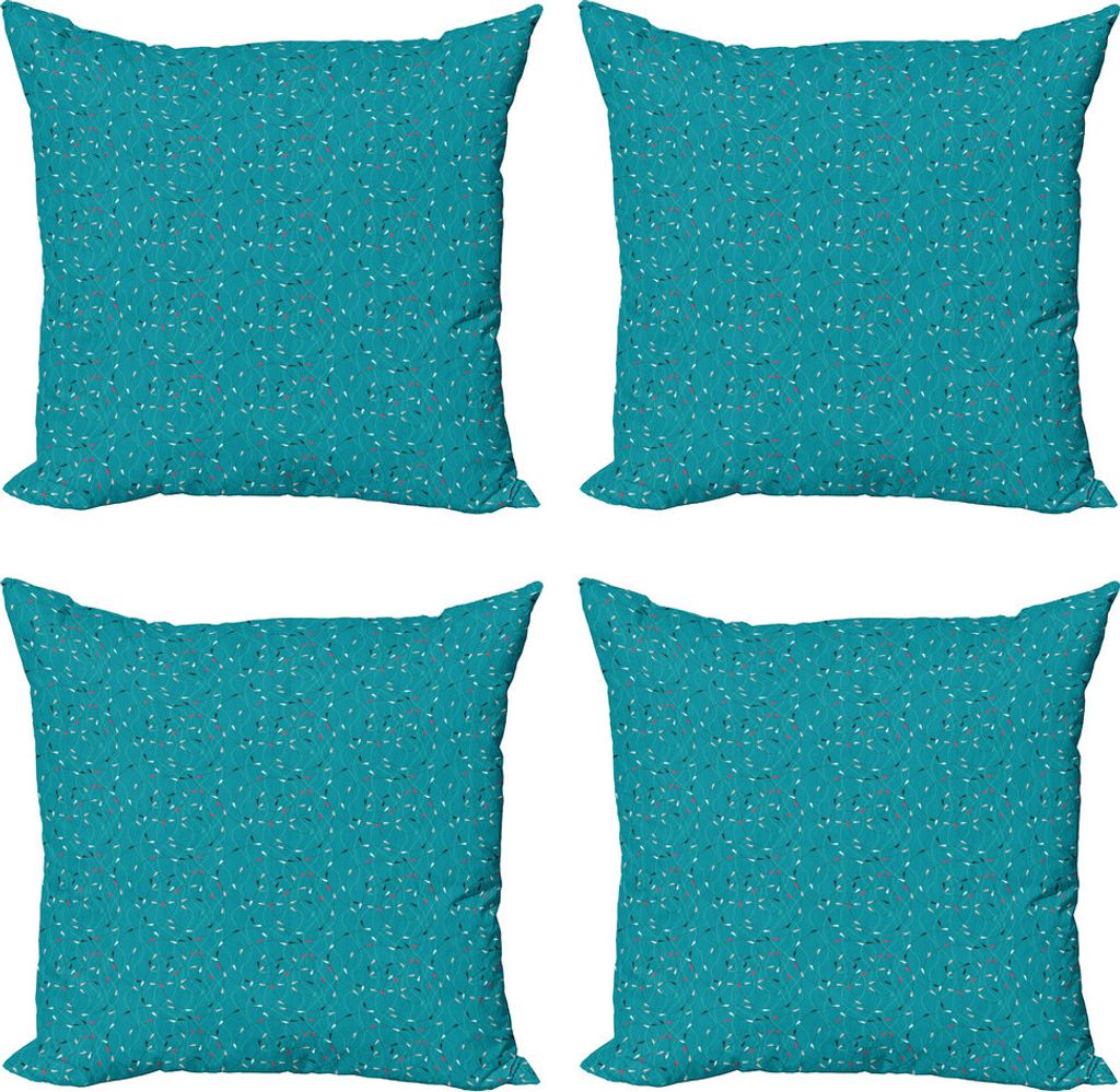 ABAKUHAUS Abstrakt Kissenbezug Set (4 Stück), Spirallinien Pastell Tropfen, Moderner Doppelseitiger Digitaldruck, 45 cm x 45 cm, Blau und Multicolor