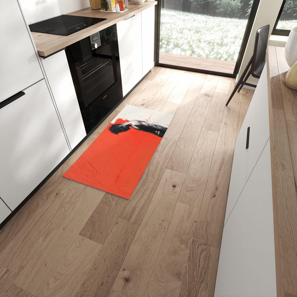 Küchenteppich 60x120cm rutschfest & abwischbar PVC Läufer - Nachdenklicher Mann