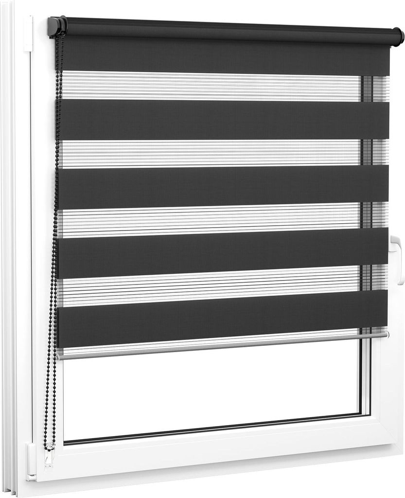 JALOUSIESCOUT Doppelrollo mit Klemm-, Klebe- und Schraubmontage, 62,5 x 230 cm, schwarz mit und ohne Bohren, Lichtdurchlässig, Feuchtraumgeeignet,...