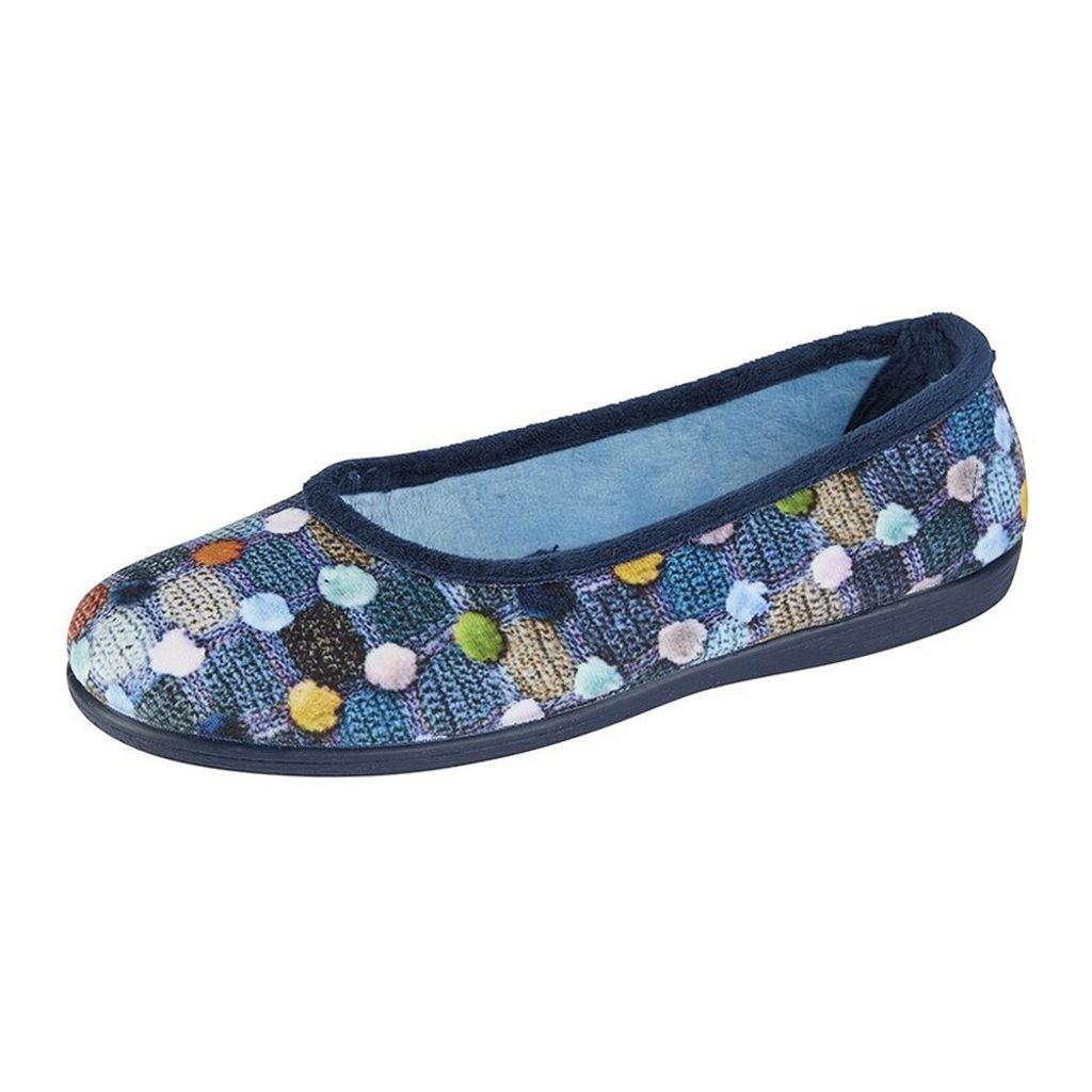 Sleepers Louise Pantofole A Ballerina Con Pois Per Donna, Blu Navy, Taglia 36 EU, Comode E Leggere Con Collo Basso