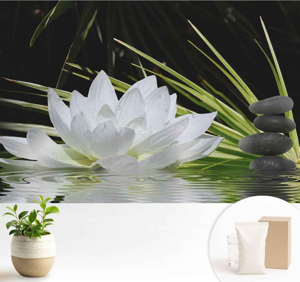 Fototapete - 104x70 cm - Tapete - Wandtapete - Wandbilder - Dekofolie - Tapete Folie - Wand - Dekoration - Wohnzimmer - Lilienmeditation