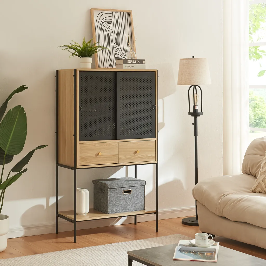 Armoire Tysnes 140x80x40 cm - Finissez-en avec le désordre noir et bois