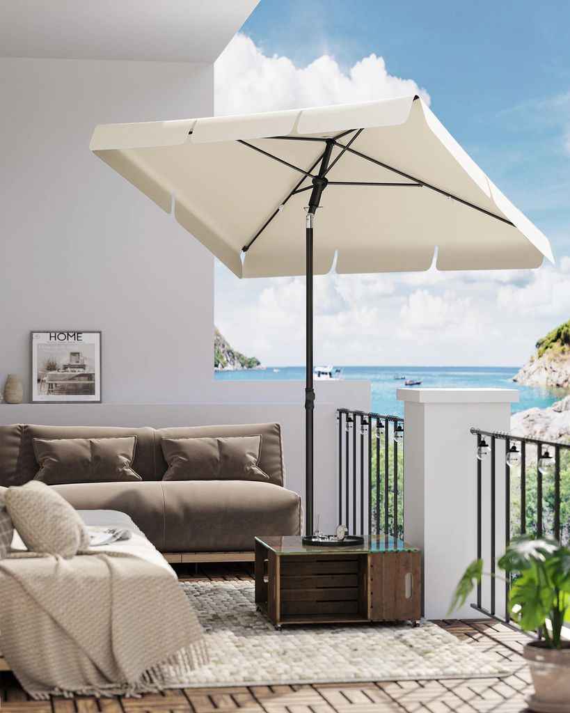 Balkon-Sonnenschirm - Sonnenschutz - UPF 50+, Mit Aufbewahrungstasche, Ohne Ständer, Montage Erforderlich - Beige