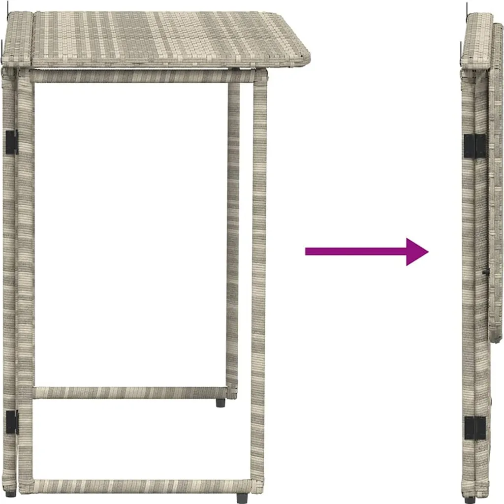 SYFAX™ Tavolo Giardino Pieghevole Grigio Chiaro 90x51x75 cm Polyrattan - 6