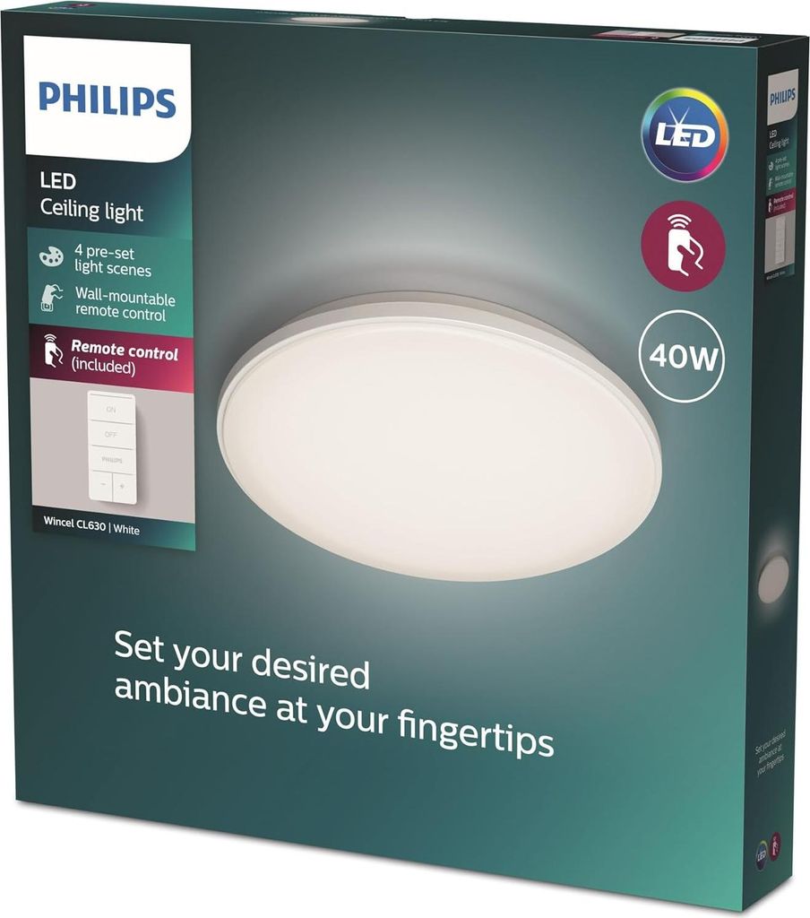 PHILIPS LED Deckenlampe Wincel mit Fernbedienung dimmbar 4300lm Augenkomfort