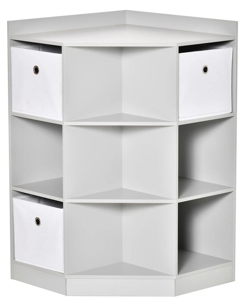 Eckregal für Kinder - Schrank/Aufbewahrungsregal - 3 Aufbewahrungsboxen - Für Kinderzimmer - Montage Erforderlich - Hellgrau