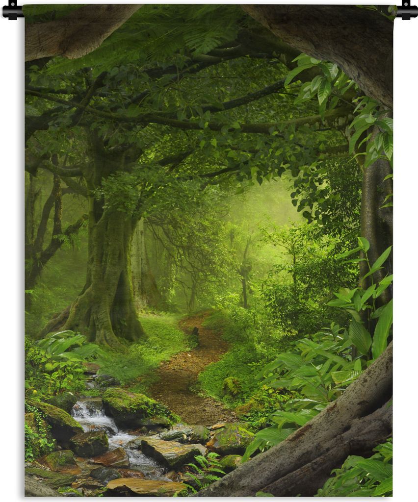 MuchoWow Wandteppich Wandbehang Dschungel - Grün - Natur - Tropisch - Pflanzen 90x120 cm Tapisserie Dekoration Wandtuch - Wanddeko