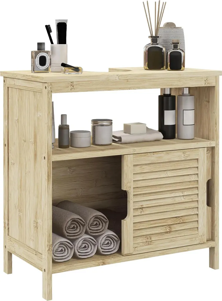 Cachez vos tuyaux de salle de bain avec ce Meuble sous lavabo Kaki