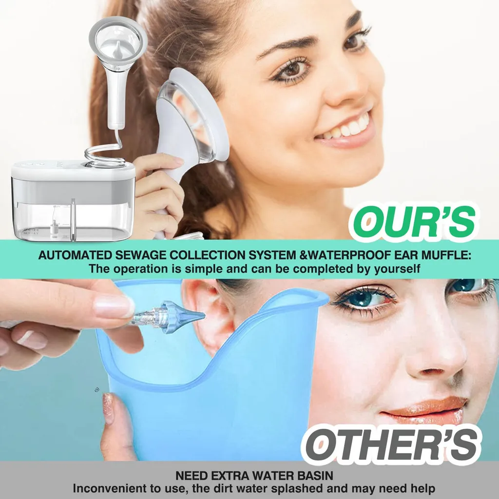 Nettoyeur d'oreille électrique rechargeable 4 modes blanc avec drainage - 5