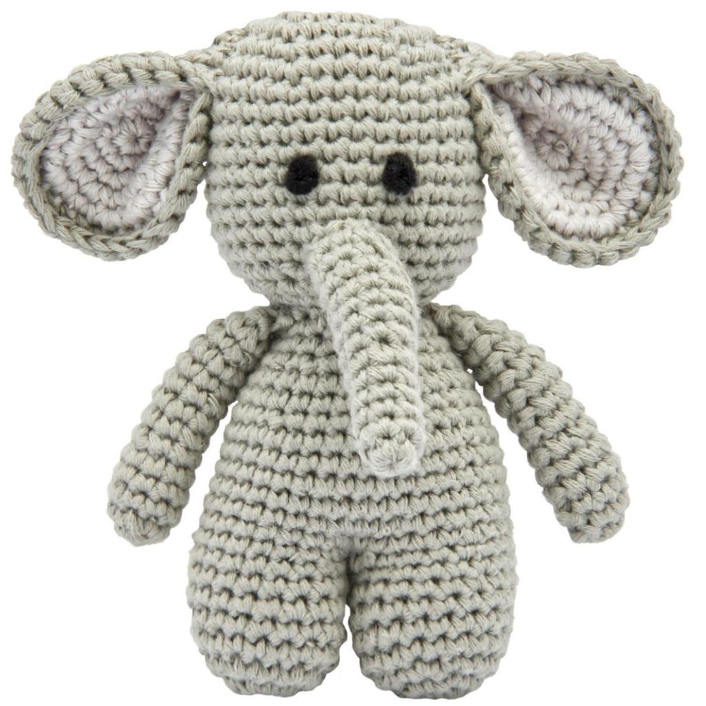 Handgestrickter Elefant gehäkelt aus Baumwolle Spielzeug 15 Produktbild 