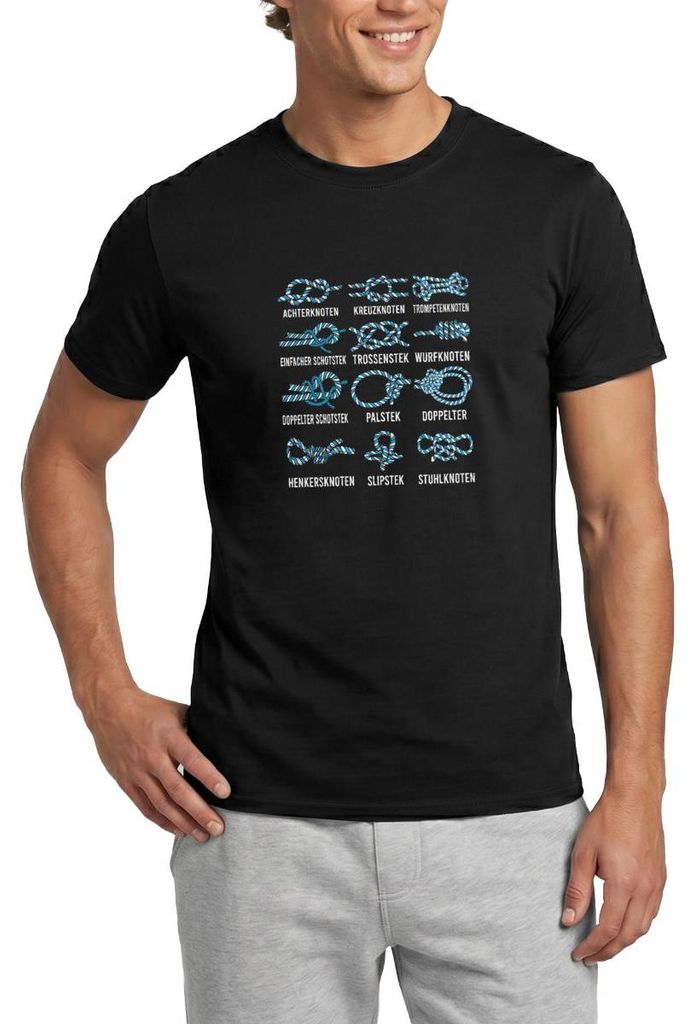 Spreadshirt Maritime Knotentafel Segeln Männer T-Shirt, 3XL, Schwarz