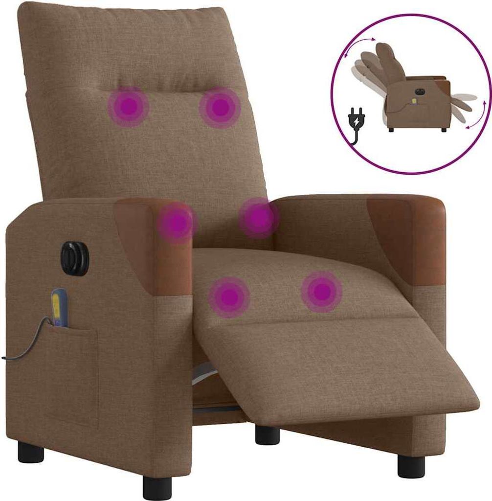 Massagesessel Elektrisch Braun Stoff