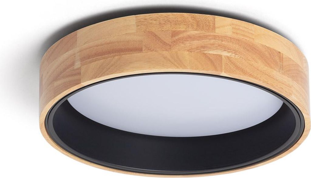 LED-Deckenleuchte 15W Rund Holz Ø370 mm CCT Wählbar Dari Schwarz