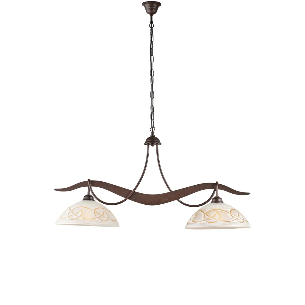 Bilanciere Bilbao Ferro Nero e Ruggine - Lampadario Country Chic 89cm - 3