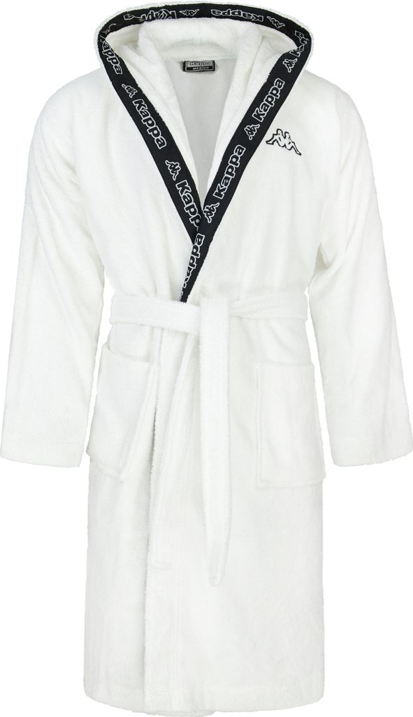 KAPPA Uni Bademantel mit Kapuze 100% Baumwolle Gr. S-4XL, Farbe:Weiss, Bekleidungsgröße:XXXL