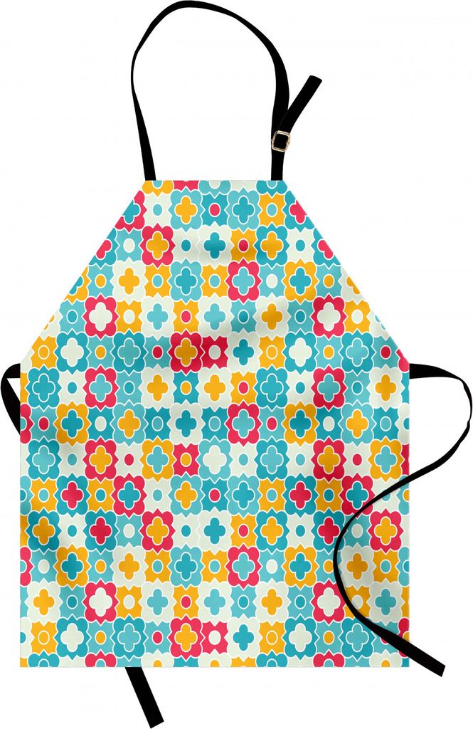 ABAKUHAUS Quatrefoil Kochschürze, Klee verlässt Barb Style Clover Lattice Boho Bunte Kinder unter dem Motto, Farbfest Höhenverstellbar Waschbar ...