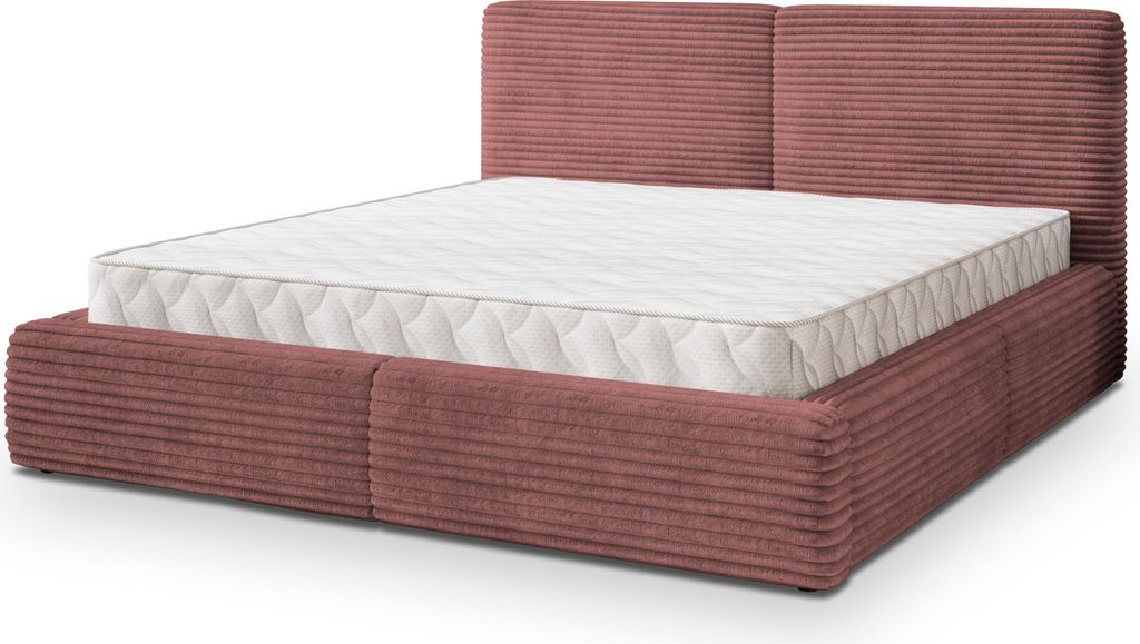 Masseno Polsterbett FELURO T 200x200 cm, Polsterbett mit Bettkästen -Rosa, TILIA 62