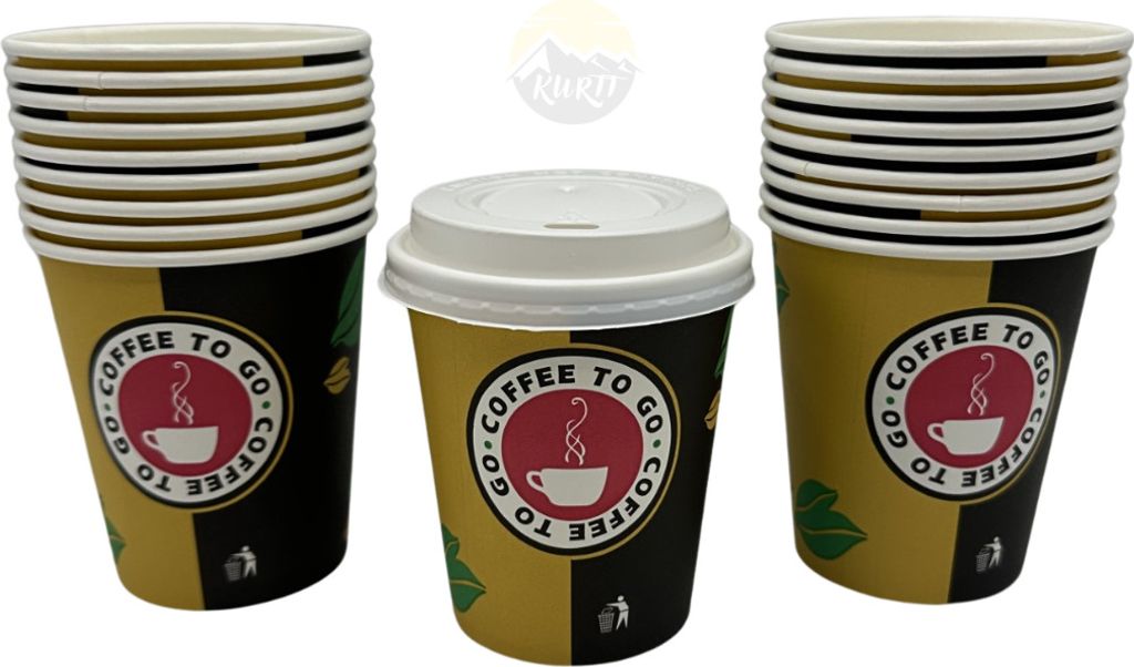 KURTT - Kaffeetassen to go mit Deckel - 8oz/200ml - 100 Stück - Kaffeebecher Pappe - - Trinkbecher - Kaffeebecher - Pappbecher - Einwegbecher