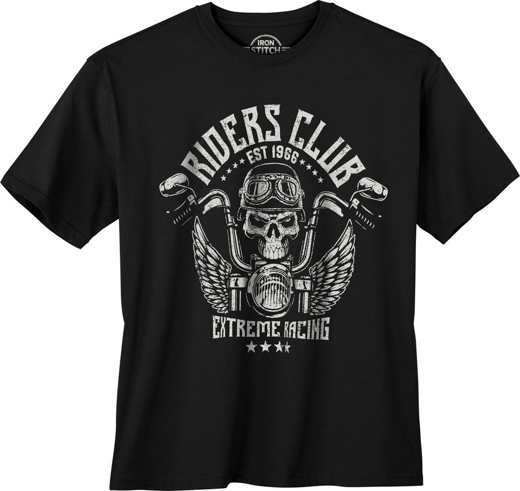 Iron Stitch Übergrößen T-Shirt schwarz Riders Club