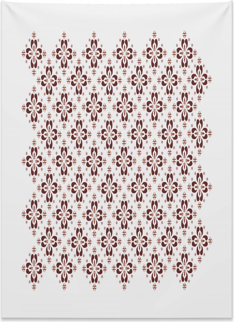 Abakuhaus Retro Wandteppich, Indonesische gebürtige Fliese aus Weiches Mikrofaser Stoff Kein Verblassen Klare Farben Waschbar, 110 x 150 cm, Weiß...