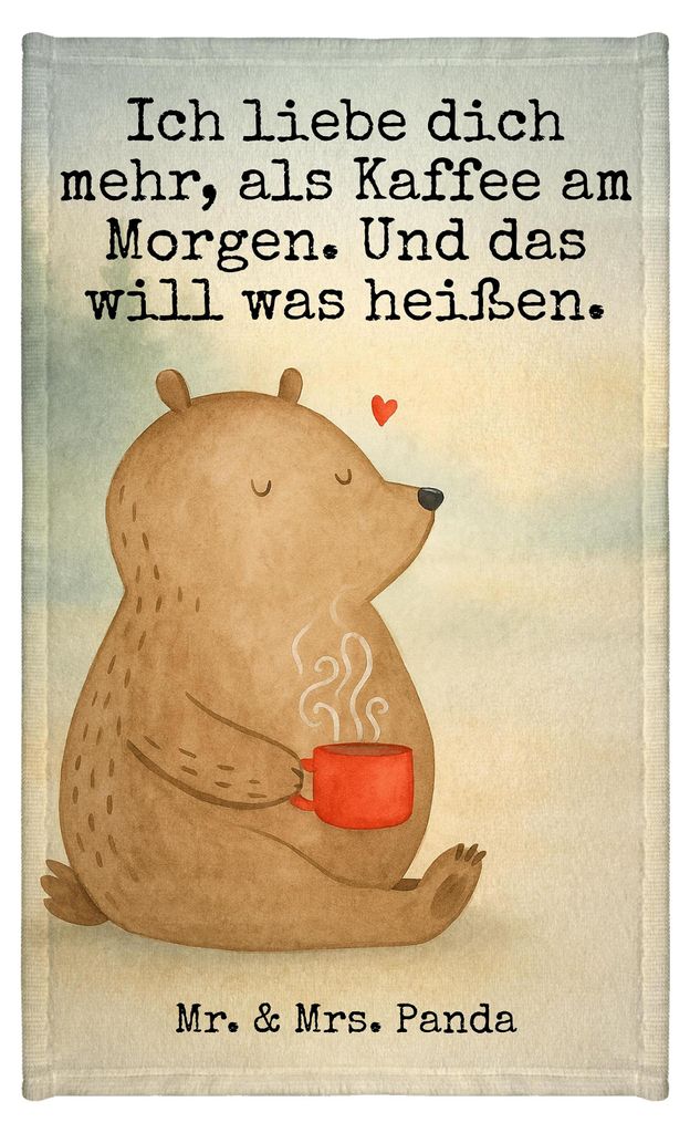 Mr. & Mrs. Panda Handtuch Bär Morgenkaffee Design - Weiß - Geschenk, Mitbringsel, Liebesbeweis, Freund, für Frauen, Frotteetuch, Klein, Freundin...