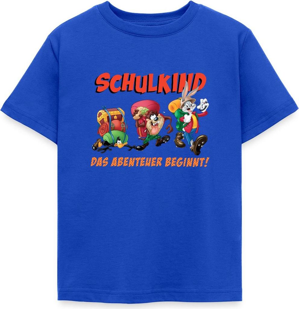 Spreadshirt Looney Tunes Schulkind Geschenk Einschulung Kinder T-Shirt, 122/128 (7-8 Jahre), Royalblau