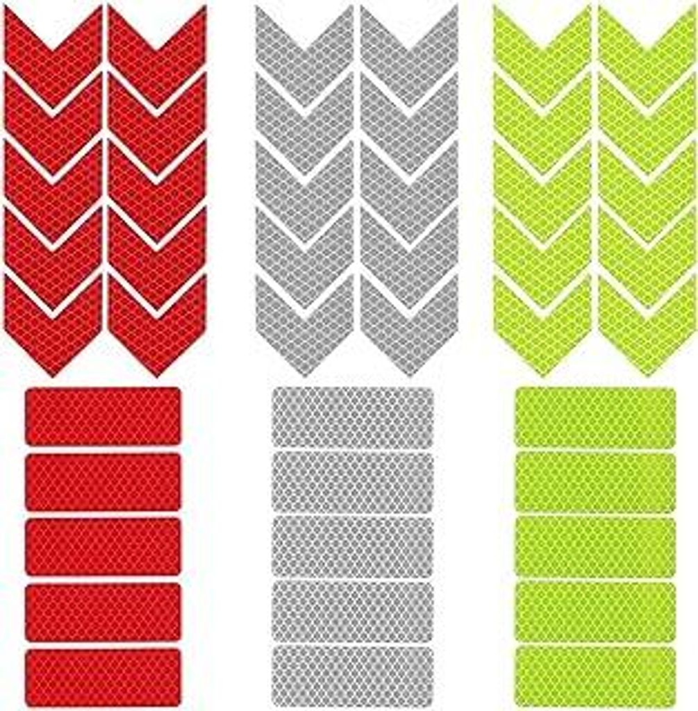 60 Stück Reflektoren Aufkleber, Reflektor Aufkleber Sicherheit Warnband Reflektorband Selbstklebend Sicherheitsaufkleber für Fahrrad Helme Kinder...