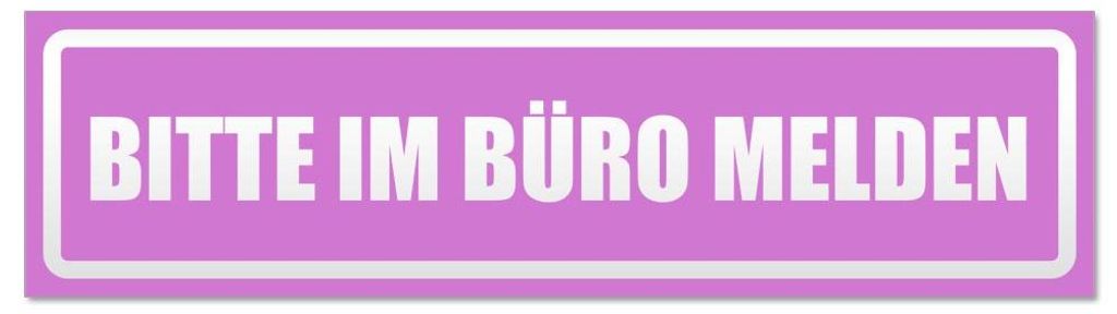 Kiwistar - Autoaufkleber - Flieder - 30 x 8 cm - Bitte im Büro melden invertiert - Hinweis Aufkleber Sticker für Auto, Kfz, Fahrrad, PKW, LKW