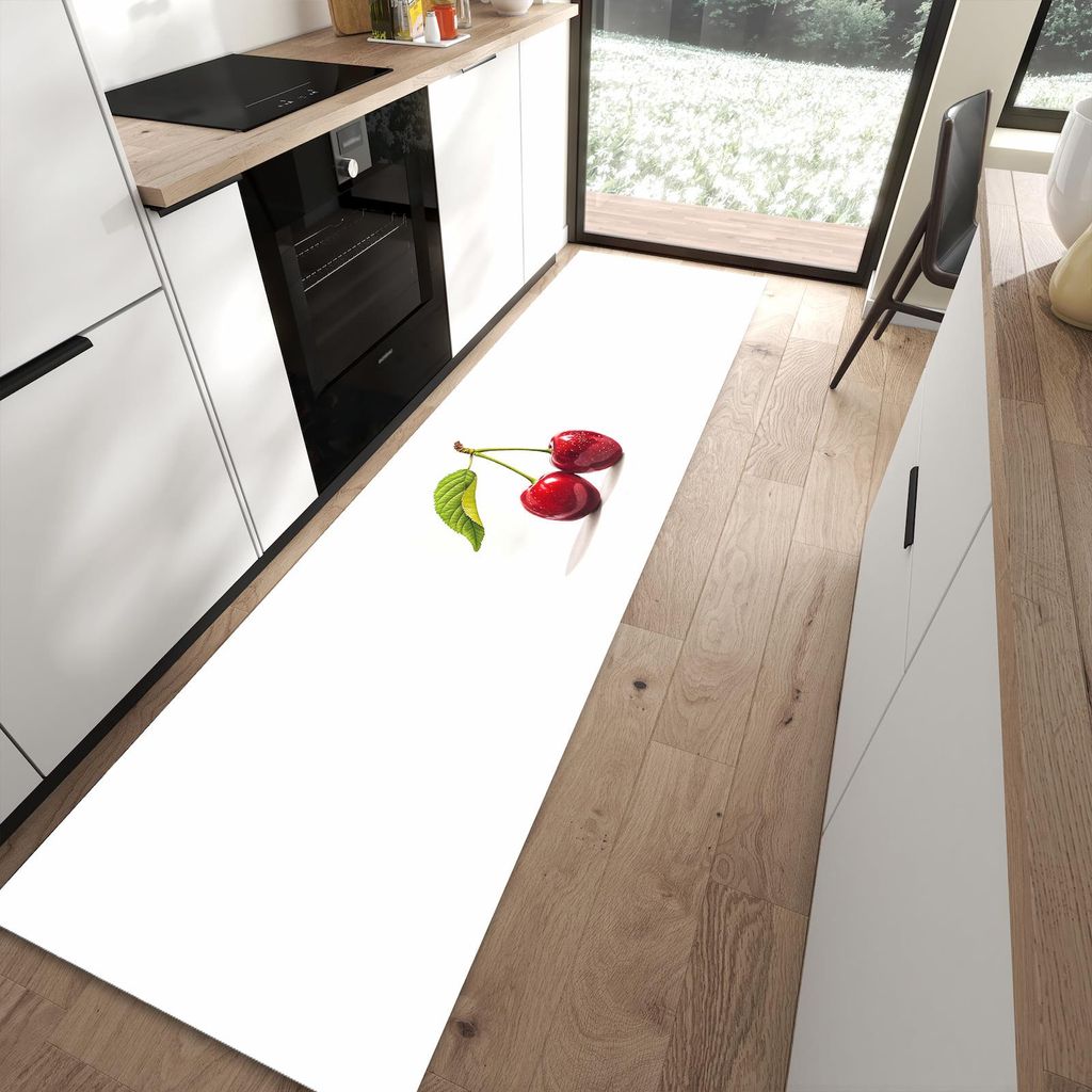 Küchenteppich 80x300cm rutschfest & abwischbar PVC Läufer - Kirschen Duo