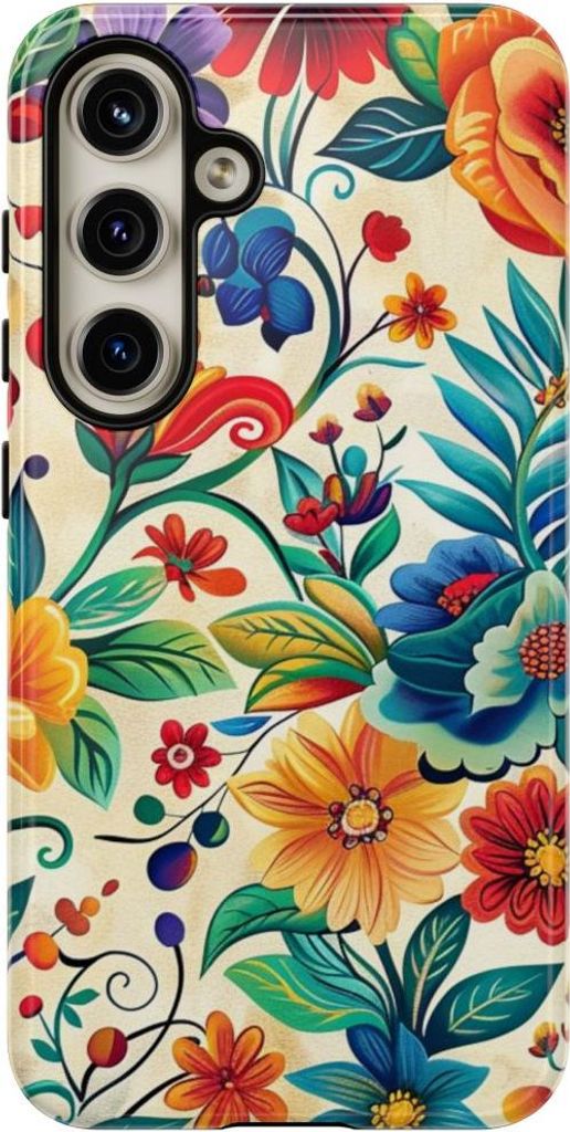 Lebhaftes Blumenmuster in bunten Farben – Hülle Kompatibel mit Samsung Galaxy S24