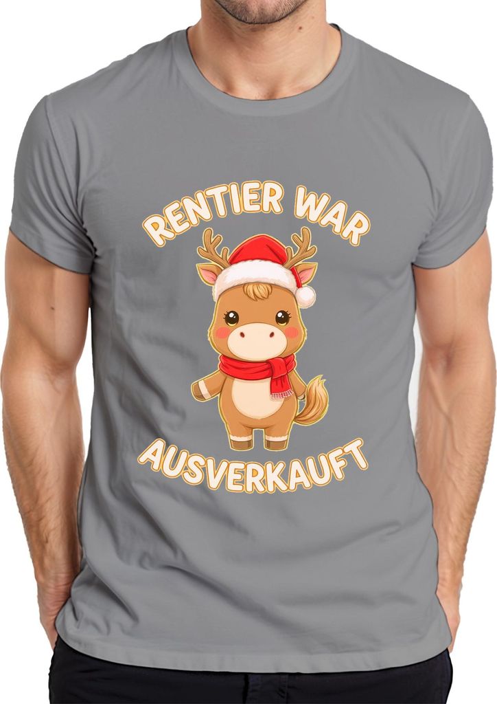 Rentier war t Weihnachten süß Geschenk Kinder lustig Herren T-Shirt, Grau, XL