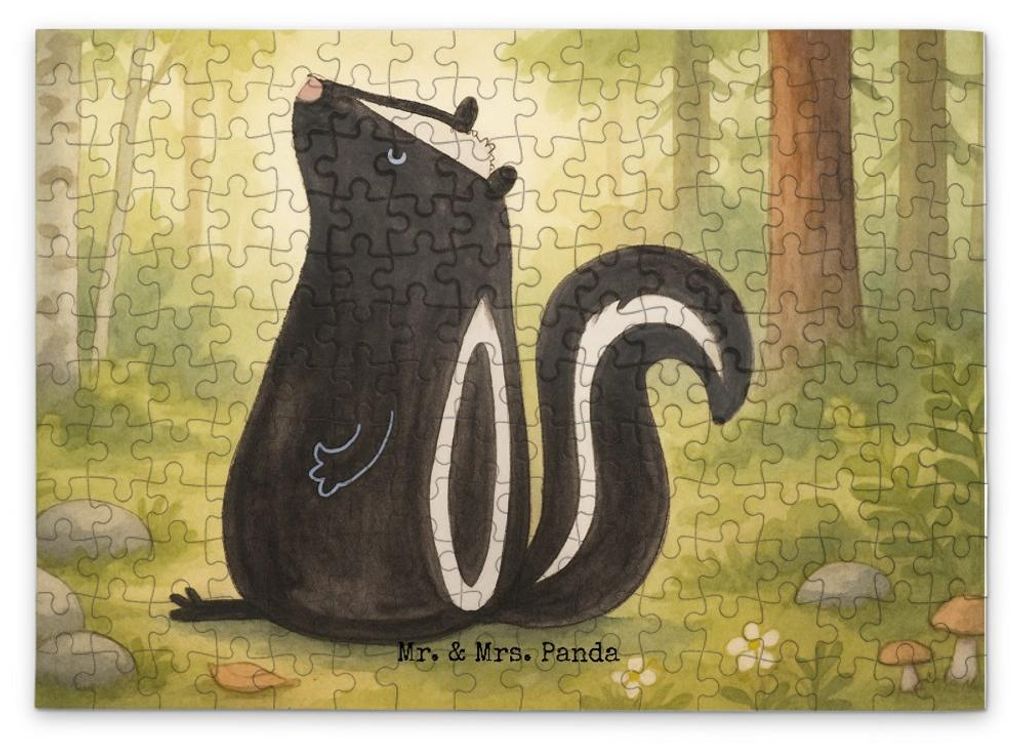 Mr. & Mrs. Panda Puzzle Stinktier Sitzen Design 192 Teile - Weiß - Geschenk, Raubtier, Legespiel, 1000, Recht, 2000, Wildtier, Geduldspiel, 1500, ...