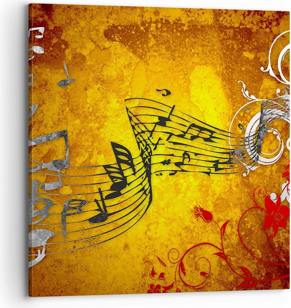Bild auf Leinwand - Leinwandbild - Musik Konzert Spaß Blume - 70x70cm - Wand Bild - Wanddeko - Leinwanddruck - Bilder - Kunstdruck - Wanddekoratio...