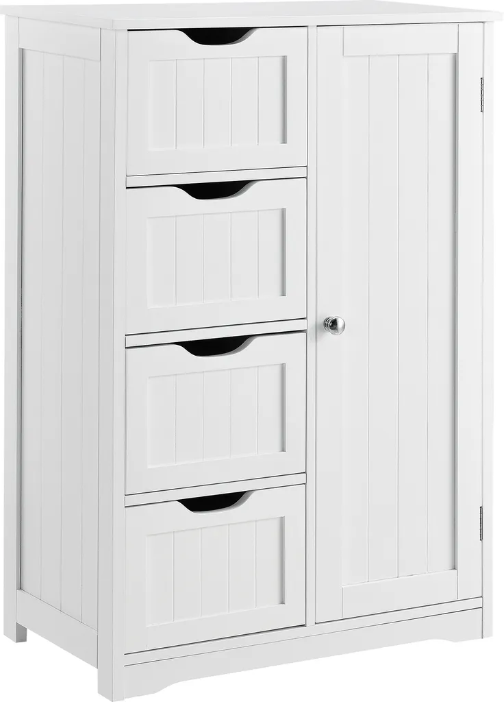 Armoire de salle de bain blanche en.casa - Commode de sol 81x55x30 cm