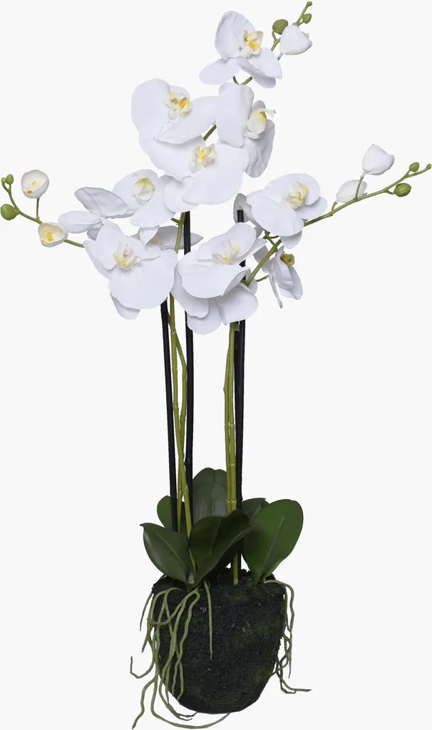 Orchidée Blanche Artificielle : Déco Durable sans Arrosage 87 cm