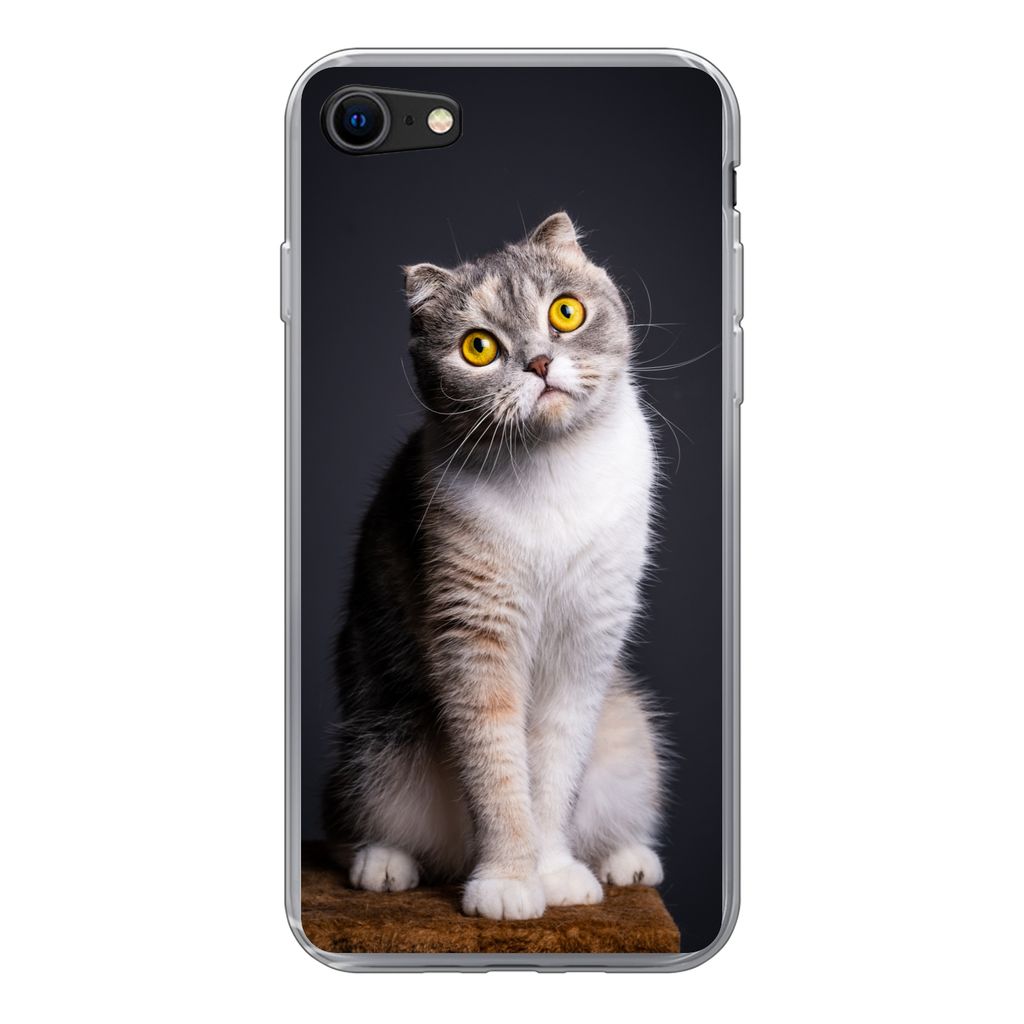 MuchoWow Handyhülle Schutzhülle Hülle für iPhone SE 2022 Katze - Augen - Licht Silikon Softcase Handy Hülle