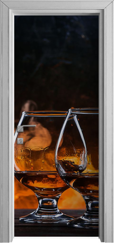 Tür Selbstklebende 80x210 cm Türfolie Türtapete Klebefolie - Whisky Glas
