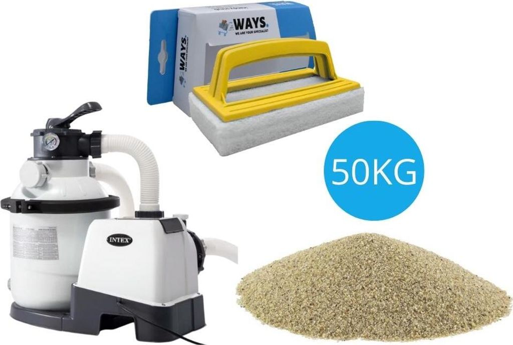 Intex - Sandfilterpumpe 5700 L/u & Filtersand 50 kg & WAYS Scheuerbürste