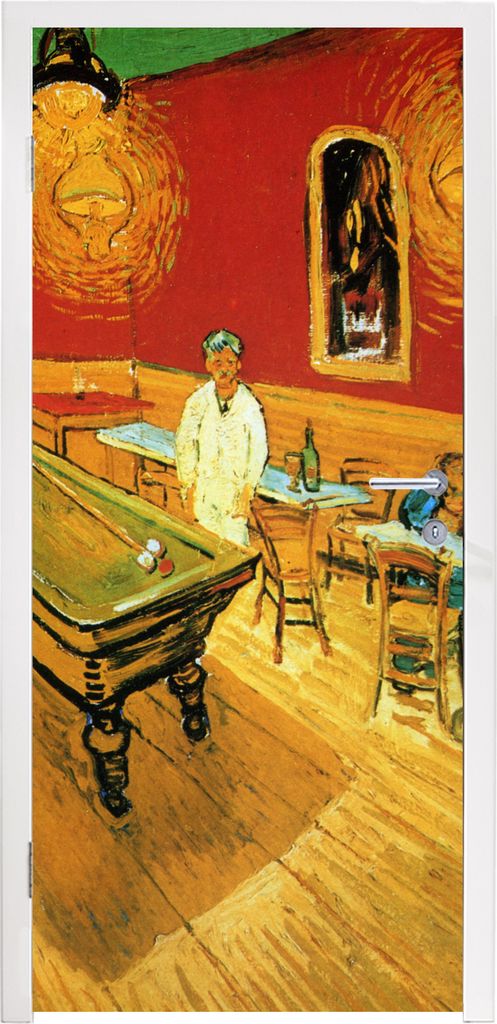 MuchoWow Türtapete Selbstklebende Türfolie Das Nachtcafé - Vincent van Gogh 95x235 cm Türposter Türaufkleber Klebefolie Türklebefolie - XXL...