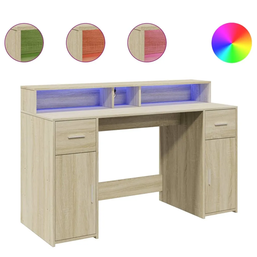 Scrivania Design LED Rovere Sonoma 140cm | vidaXL Arredo Moderno