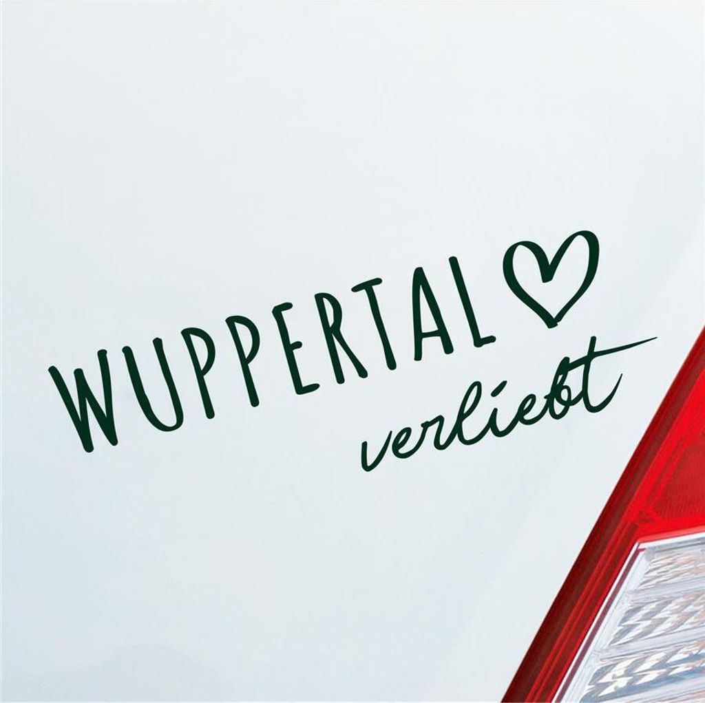 Auto Aufkleber Wuppertal verliebt Herz Stadt Heimat Liebe Car 19x6 cm Dunkelgrün Sticker Heckscheibenaufkleber