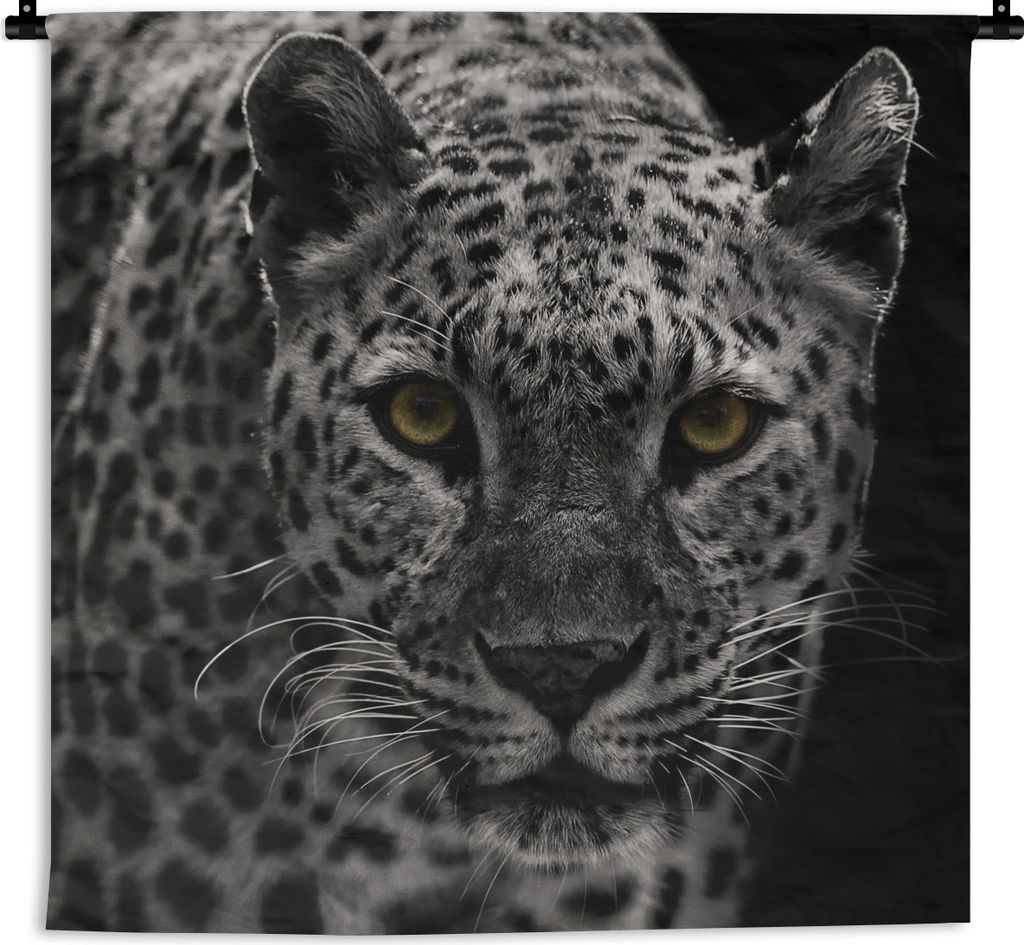 MuchoWow Wandteppich Wandbehang Leopard - Schwarz - Weiß 150x150 cm Tapisserie Dekoration Wandtuch - Wohnaccessoires - Modernes