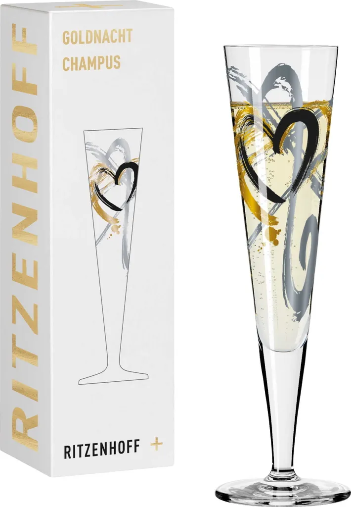 Ritzenhoff Champagnerglas Goldnacht Champagner 001, Thomas Marutschke, Kristallglas, 205 ml, 1078190
